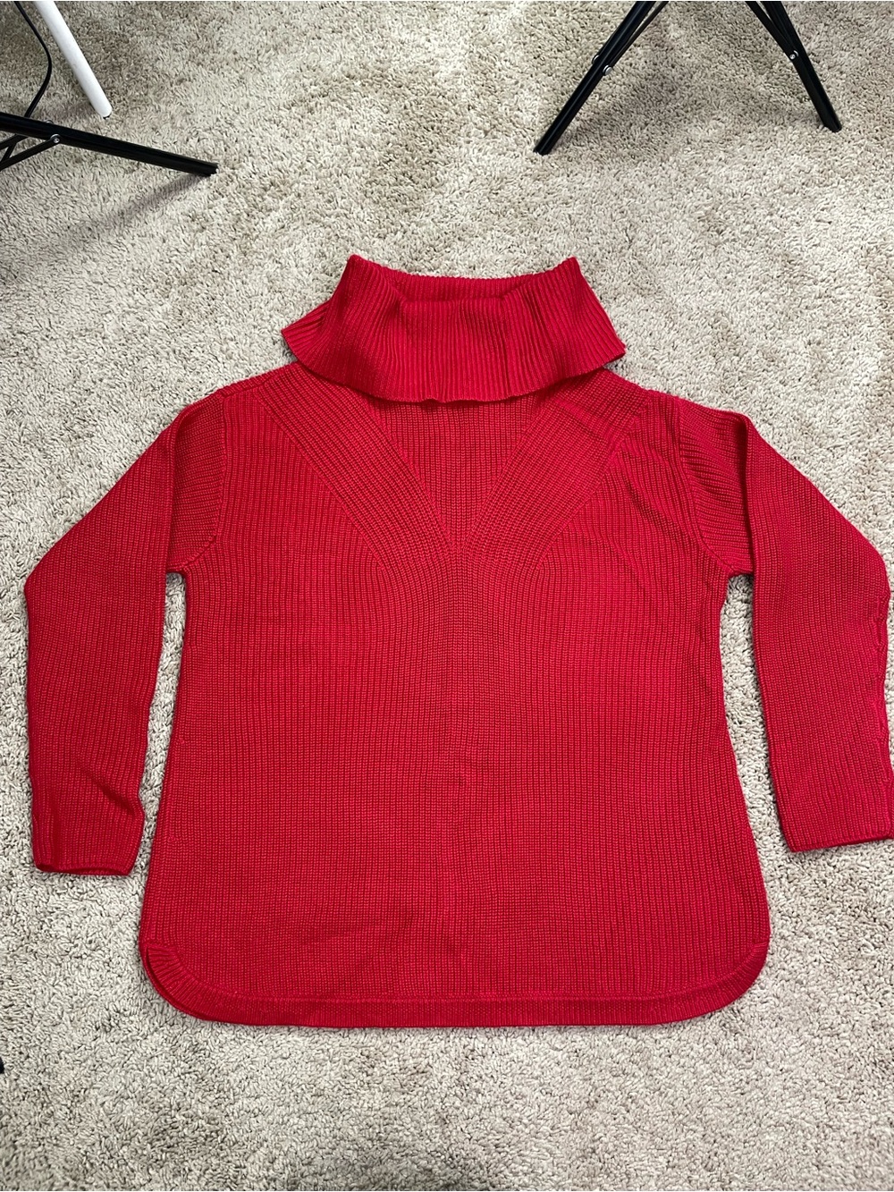 Talbots Red Ribbed Turtleneck Sweater